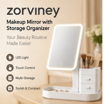 Zorviney® LumiStation LED Vanity Mirror & Organizer