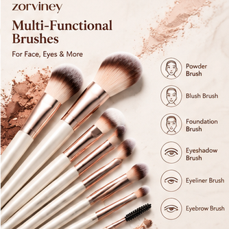 Zorviney® VelvetTouch Complete Makeup Brush Set