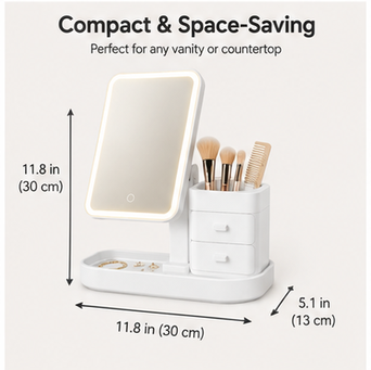 Zorviney® LumiStation LED Vanity Mirror & Organizer