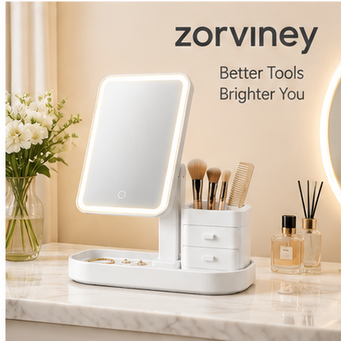 Zorviney® LumiStation LED Vanity Mirror & Organizer